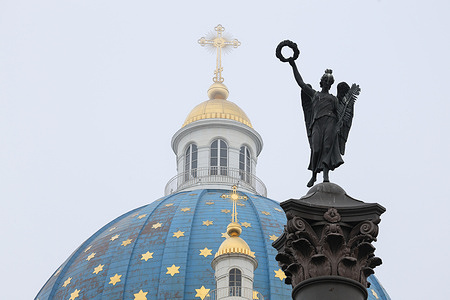 A view of the Trinity Cathedral seen during the foggy morning. The city has been shrouded in fog since the evening of March 19. The haze persisted into the morning. The regional Ministry of Emergency Situations warned of worsening weather conditions the day before. Visibility dropped to 500 meters increasing the risk of traffic accidents in the city.