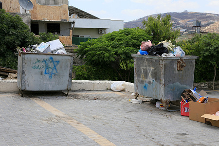 A view of the Star of David, the Israeli Jewish symbol, painted on a garbage containers in the city of Nablus in the northern occupied West Bank.