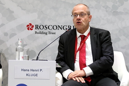 Hans Henri P. Kluge, Regional Director for Europe, World Health Organization during the The Bioeconomy in the Global Agenda session of the XXVIII St. Petersburg International Economic Forum at the Expoforum Convention and Exhibition Center in St. Petersburg.