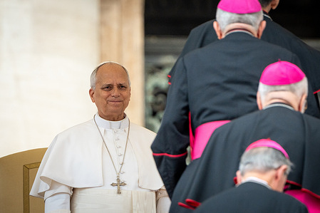 Pope Leo XIV leads his traditional Wednesday General Audience in St. Peter's Square in Vatican City.