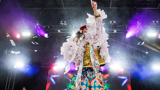 Canadian rapper Julien Bruce aka Jungle Bobby has fans "Take Trip" during the K-Days Main stage show on day 7 of the 10-day Festival at Edmonton Expo Centre and Fairgrounds.