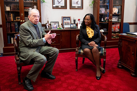 U.S. Senator Chuck Grassley (R-IA) meeting with Supreme Court nominee Judge Ketanji Brown Jackson.
