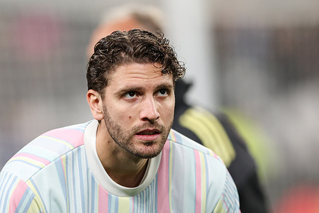 Manuel Locatelli of Juventus seen during the warm-up before the UEFA Champions League 2025/2026 Match between Juventus and Pafos at Allianz Stadium. Final Score; Juventus 2:0 Pafos.