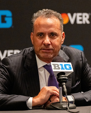 Washington Football Head Coach Jedd Fisch addressing the media at the 2026 BIG TEN Media Days conference at the Hilton Chicago.