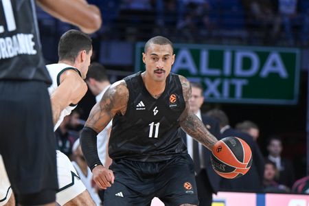 Edwin Jackson of LDLC Asvel Villeurbanne during Euroleague Basketball Regular Season Round 6 game between Real Madrid v LDLC Asvel Villeurbanne at Movistar Arena on October 15, 2026 in Madrid, Spain