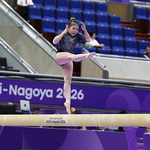 South Korean gymnast Hwang Seo-hyun competes during the Women’s Artistic Gymnastics Team Final at the 20th Asian Games Aichi-Nagoya 2026 in Japan.