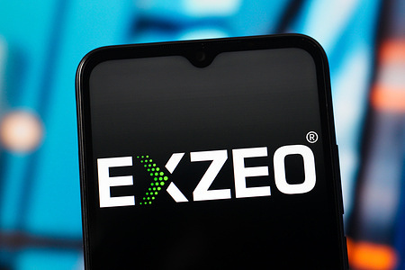 In this photo illustration, the Exzeo Group logo is seen displayed on a smartphone screen.