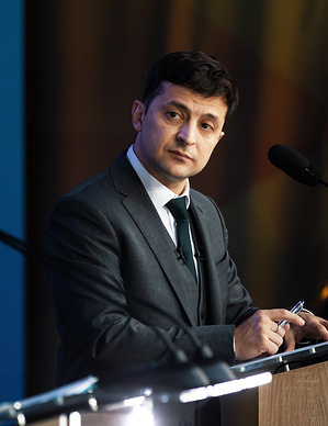 Newly elected President of Ukraine Vladimir Zelensky during pre-election debates at NSC Olimpiyskyi.