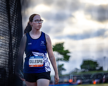 Ilsa Gillespie competing in the discuss event. Ilsa, a T35 F35 para-athlete, threw a personal best of 16.37m. Images from the recent Australian UniSports Nationals Athletics Championships on the Gold Coast.