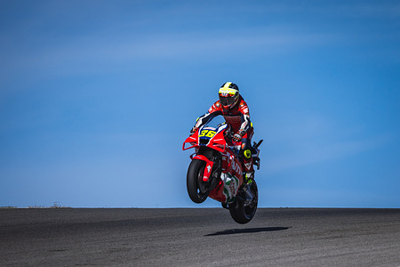 Joan Mir of Spain and Honda HRC Castrol in action during the Second MotoGP qualifying for the Qatar Airways Grand Prix of Portugal, at the Algarve International Circuit.