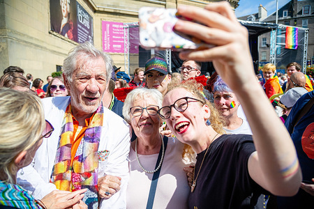 English actor Ian McKellen takes selfies with fans at the Perthshire Pride.

Perth plays host to the event Perthshire Pride, an annual event for the LGBT+ community to stand against hatred and other social problems they face.
