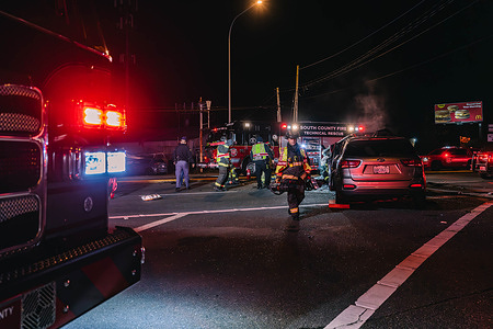 Law enforcement officers and state troopers examining the scene for evidence and details following the collision in North Lynnwood. A significant incident unfolded in the North Lynnwood area on a Friday afternoon, involving a collision between a KIA and a Honda. The collision resulted in at least one individual sustaining critical injuries, and the driver of the other vehicle also suffered injuries. The scene drew a rapid response from first responders, who worked diligently to address the emergency.