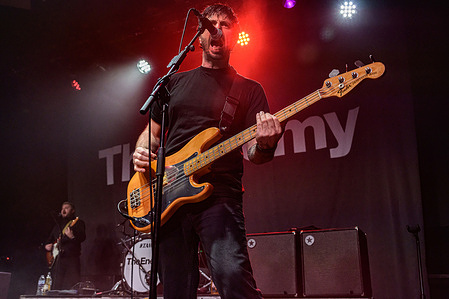 Andy Hopkins of English rock band The Enemy seen performing live at The Barrowland Ballroom. The Enemy are an English indie rock band hailing from Coventry, they broke onto the music scene in 2006 and quickly earned their place as one the biggest bands of the era.
