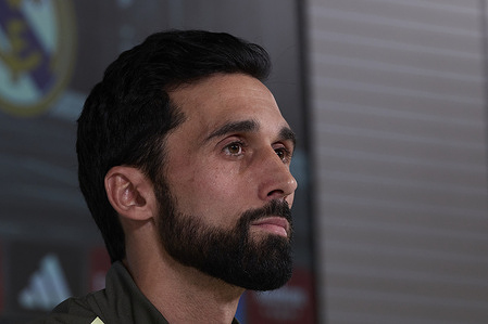 Alvaro Arbeloa, the new head coach of Real Madrid CF, attends a press conference at Ciudad Real Madrid, on the eve of the Spanish Cup, Copa del Rey Round of 16 football match between Albacete Balompie and Real Madrid CF.
