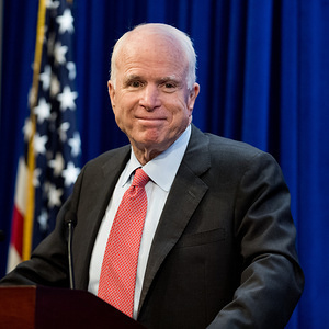 Senator John McCain speaks at the Heritage Foundation in Washington.