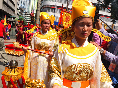 Chinese women nationals are seen dressed in their Mazu parade costumes during the celebrations.
Chinese Nationals and Filipino Chinese joined together at the parade of Chinese sea goddess Mazu in Manila. Mazu, is believed to be the Chinese goddess of the sea. Serves as patroness of sailors and seafarers.
