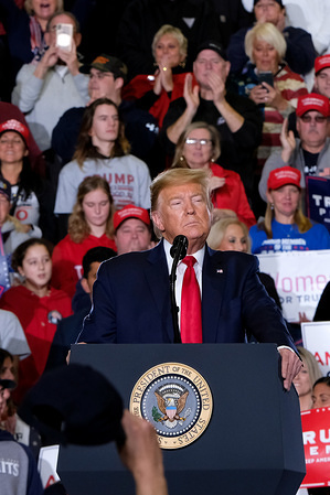 WILDWOOD, UNITED STATES - JANUARY 28 2020: Donald Trump addresses his supporters in Wildwood.