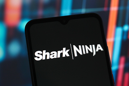 In this photo illustration, the SharkNinja (Shark Ninja) logo is seen displayed on a smartphone screen.
