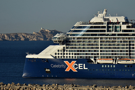 The passenger cruise ship Celebrity Xcel arrives at the French Mediterranean port of Marseille.