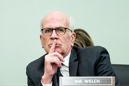 U.S. Senator Peter Welch (D-VT) at a hearing of the Senate Commerce, Science, and Transportation Committee at the U.S. Capitol.
