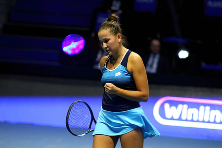 Kamilla Rakhimova of Russian Federation plays against Yulia Putintseva of Kazakhstan during the International Team Tennis Tournament Trophies of Northern Palmyra 2022. 
Final score: (Yulia Putintseva 1-2 Kamilla Rakhimova)
