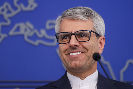 Esmaeil Baghaei, Spokesperson of Foreign Ministry seen during his weekly press conference.