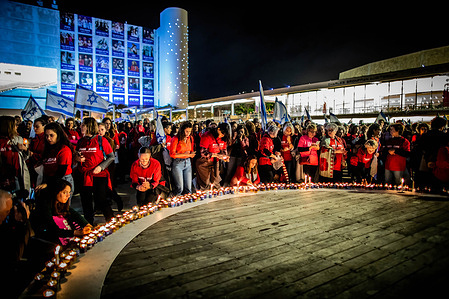 Israeli Women dressed in red light candles during an anti Judicial reform protest Hundreds of thousands of Israelis participated in nationwide demonstrations held for the 11th straight Saturday evening against the government's plan to overhaul the country's legal system. The protests were marked by numerous acts of violence against protesters.