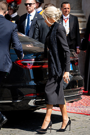 Brigitte Macron leaves the Apostolic Palace after the audience with Pope Leo XIV.