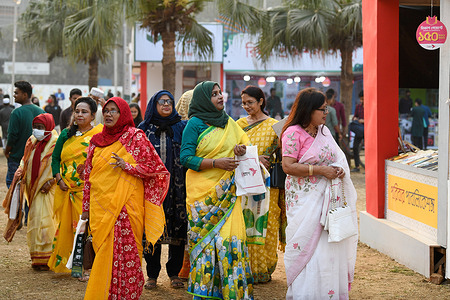 Visitors are seen at the national book fair named Ekushey Boi Mela in Dhaka. Every year, 'Bangla Academy' organises the national book fair at Dhaka University area. This book fair is the largest in Bangladesh and it runs for the entire month of February.