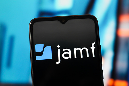 In this photo illustration, the Jamf Holding logo is seen displayed on a smartphone screen.