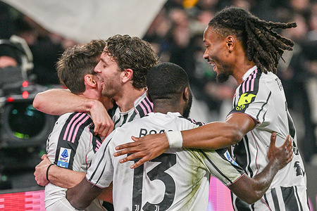 The players of Juventus celebrates the goal during the Serie A 2025/26 football match between Juventus and Pisa at Allianz Juventus Stadium. Final score; Juventus 4 : 0 Pisa.