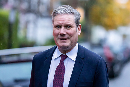 Leader of the Labour Party Keir Starmer, leaves his home in Camden town for Prime Minister’s Questions.