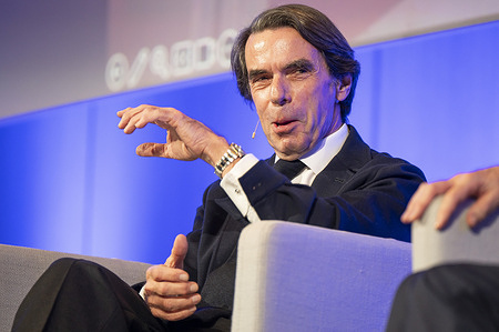 Former Prime Minister Jose Maria Aznar during the presentation of the book 'Una verdad incomoda', by former Interior Minister Jaime Mayor Oreja, on 11 March, 2026 in Madrid, Spain