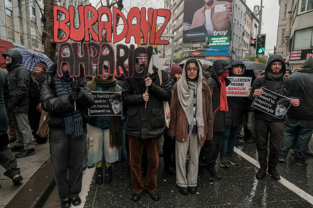 Participants gather at the site of the assassination to commemorate the death of Hrant Dink. Hundreds of people gathered in front of the Istanbul office of Agos, an Armenian weekly newspaper published in Turkish, to commemorate the 19th anniversary of the assassination of Turkish-Armenian journalist Hrant Dink. Hrant Dink was killed in a shooting attack by Ogun Samast in front of the Agos newspaper office on January 19, 2007.