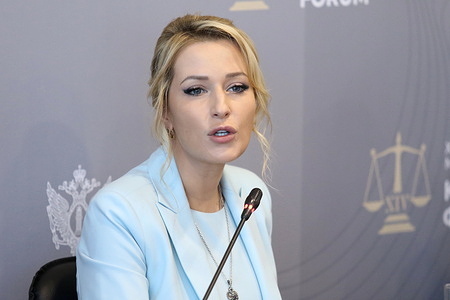 Yana Lantratova, Commissioner for Human Rights in the Russian Federation attends the Human Rights as a Weapon: When Rights-Based Rhetoric Undermines International Cooperation session during The St. Petersburg International Legal Forum at the Expoforum Convention and Exhibition Center.