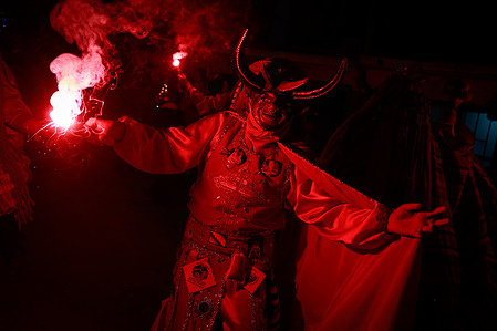 Dancers in devil costumes dance accompanied by flares. In the town of La Tirana, the traditional and massive religious festival for La Virgen del Carmen del Tamarugal is held. Considered Chile's largest religious celebration, the festival attracts approximately 500,000 pilgrims who gather to honor the Virgin through colorful traditional dances, music, and prayers for health, prosperity, and personal wishes. This tradition in the town of La Tirana makes it the most popular religious festival in Chile. This year marks 100 years since the Church crowned the Virgen del Carmen as patron saint of Chile.