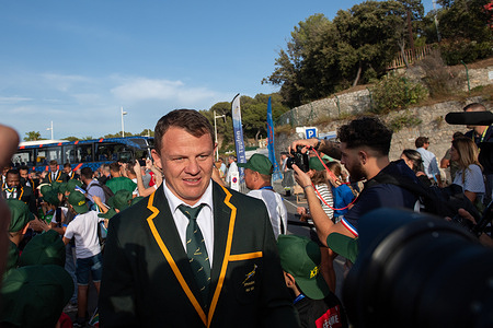 Deon Fourie of the South African rugby team arrives at the ceremony. The official ceremony to welcome the South African National Rugby Team to the 2023 Rugby World Cup took place in Toulon, south of France, the city base camp of the team during the elimination group phase.