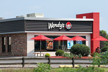 The Wendy's logo is seen on the outside of the fast food restaurant near Bloomsburg.