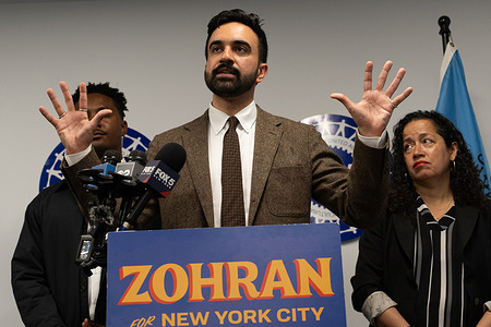 New York City mayoral candidate, Zohran Mamdani holds a press conference at the UAW Local Headquarters. Mamdani released his plan on protecting vulnerable populations particularly immigrants, LGBTQ+ communities, small business owners, and working class New Yorkers. This comes after Donald Trump deployed the California National Guard (CalGuard) and Marines to handle protests against unlawful deportations.