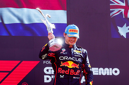 Max Verstappen of Netherlands and Oracle Red Bull Racing EB21 (1) celebrate the victory in Race during F1 Grand Prix of Italy 2025 - Race at Autodromo Nazionale Monza.