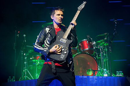 Matt Bellamy of Muse rock band, performs live on stage at the O2 Academy Brixton London. Muse played an intimate album launch show at the O2 Academy Brixton London on April 3rd to celebrate their 10th studio album ' The Wow! Signal' The Album will be released later this year.
Muse are Matt Bellamy, Chris Wolstenholme and Dominic Howard.