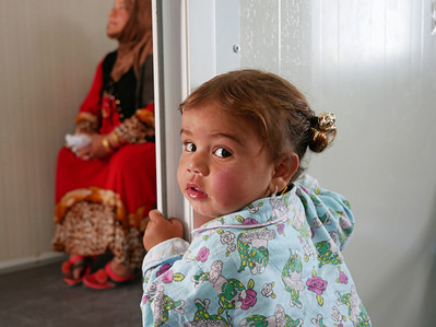 Child named Hayat, which means "New Life", waiting to be examined in Ayan´s clinic.
Ayan (this is not her real name as she still must hide because ISIS members still could find and kill her), young doctor from Mosul, was running a secret clinic in the city under the rule of ISIS when there was lack of hospitals there. She managed to escape and now works in the refugee camp near Kirkuk. Iraq is still full of IDP´s who have no place where to return and stay in refugee camps.