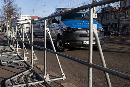The Südkreuz area in Leipzig’s Connewitz district is seen behind police barriers ahead of planned demonstrations. Several left-wing demonstrations are planned for Saturday in Leipzig’s Connewitz district, an area known for activism, and are expected to draw thousands. Authorities warn of a tense situation as groups with opposing views on the Middle East, including pro-Palestinian activists and left-wing demonstrators campaigning against antisemitism, are set to gather.