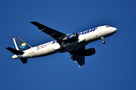 A Nouvelair Tunisie plane arrives at Marseille Provence Airport.