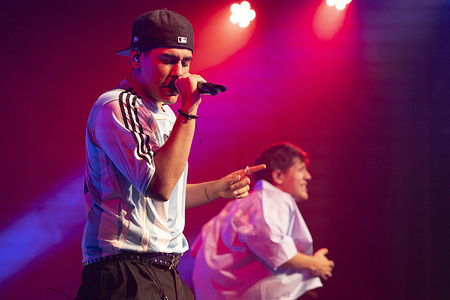 Argentine singer, Nicolás Ojeda of VIUS seen performing during the concert at the Galileo Hall .