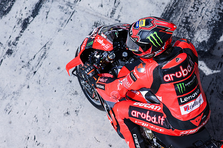 Nicolo Bulega of Aruba.it Racing with Ducati Panigale V4R seen in action during FIM SBK Superbike World Championship Acerbis Italian Round - Superpole at Cremona Circuit.