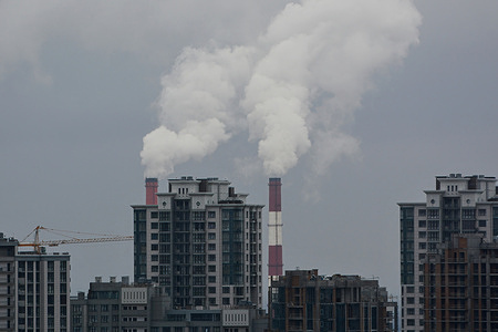 On the horizon of residential buildings, smoke can be seen from the chimneys of the operating CHP (Thermal and Electric Power Plant) in Kyiv in cloudy weather. In recent weeks, Russia has continued massive missile strikes on Ukraine's energy infrastructure. Massive Russian missile and drone attacks on Kyiv and energy infrastructure all over Ukraine are becoming a regular occurrence. One apparent aim of Russian attacks on energy and civilian infrastructure is to bully Ukraine's population into submission.