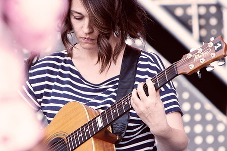 Carmen Consoli performs on stage at Primo Maggio concert in Rome.
