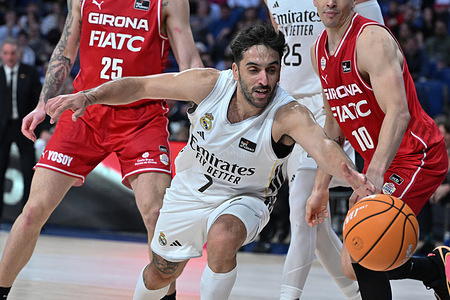 Facundo Campazzo of Real Madrid in action during the Spanish League ACB , basketball match played between Real Madrid and Basquet Girona at Madrid Arena Real Madrid victory 104- 76