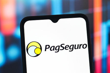 In this photo illustration, the PagSeguro Digital (Pag Seguro) logo is seen displayed on a smartphone screen.